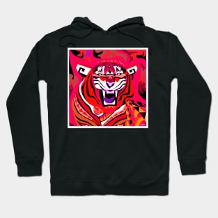 the magical tiger of the lunar new year in china in ecopop pattern art Hoodie